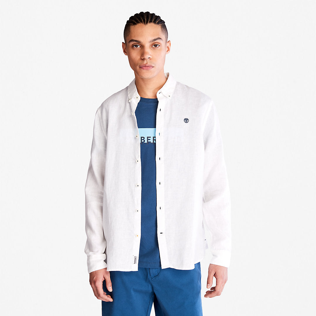 Mens Timberland Mill River LS Linen Shirt for Men in White
