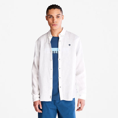Mens Timberland Mill River LS Linen Shirt for Men in White