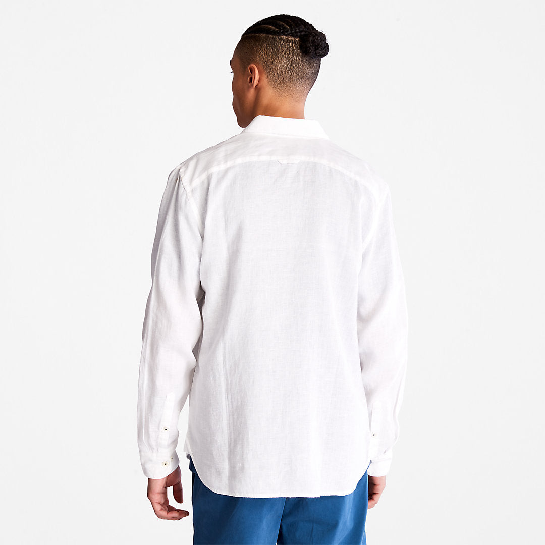 Mens Timberland Mill River LS Linen Shirt for Men in White