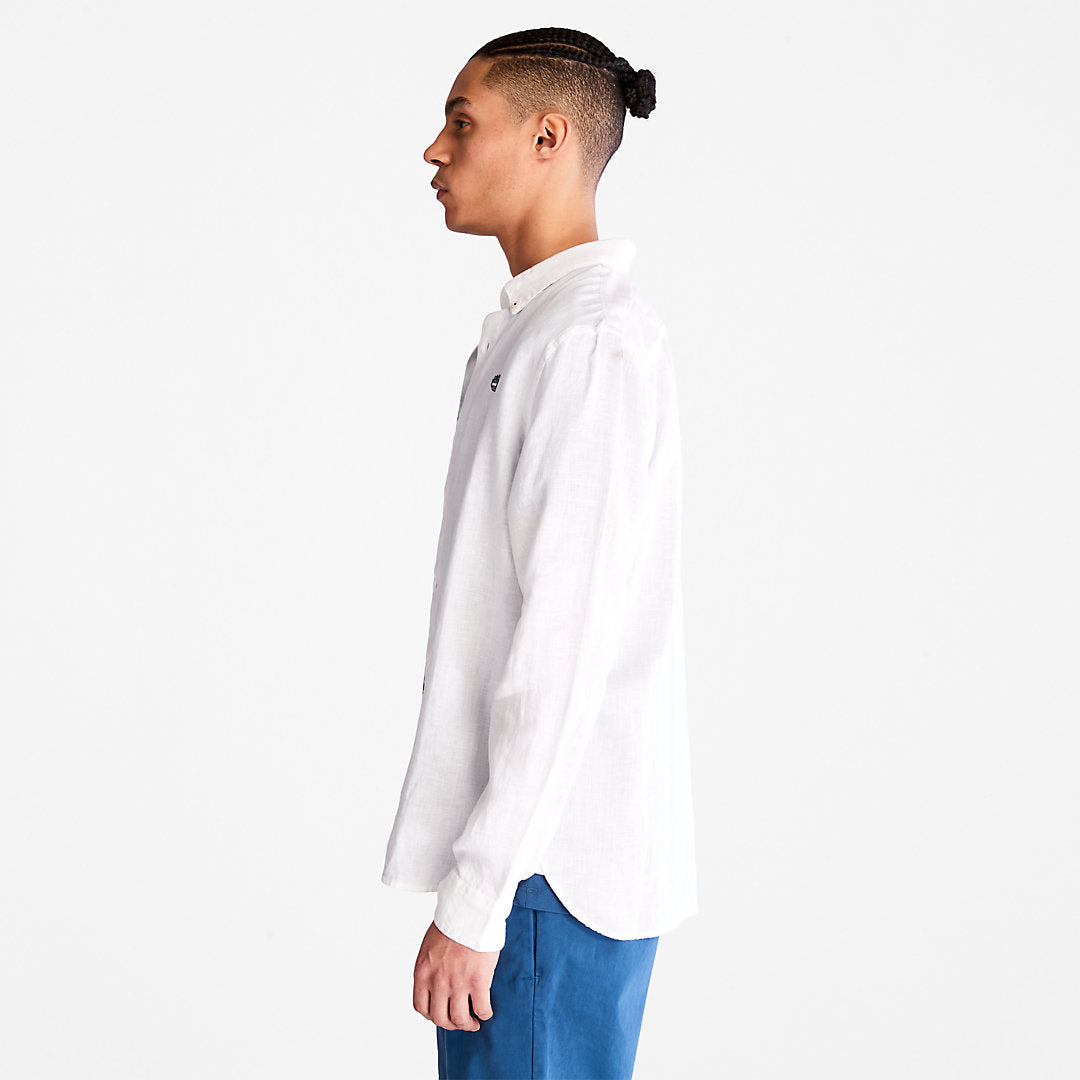 Mens Timberland Mill River LS Linen Shirt for Men in White