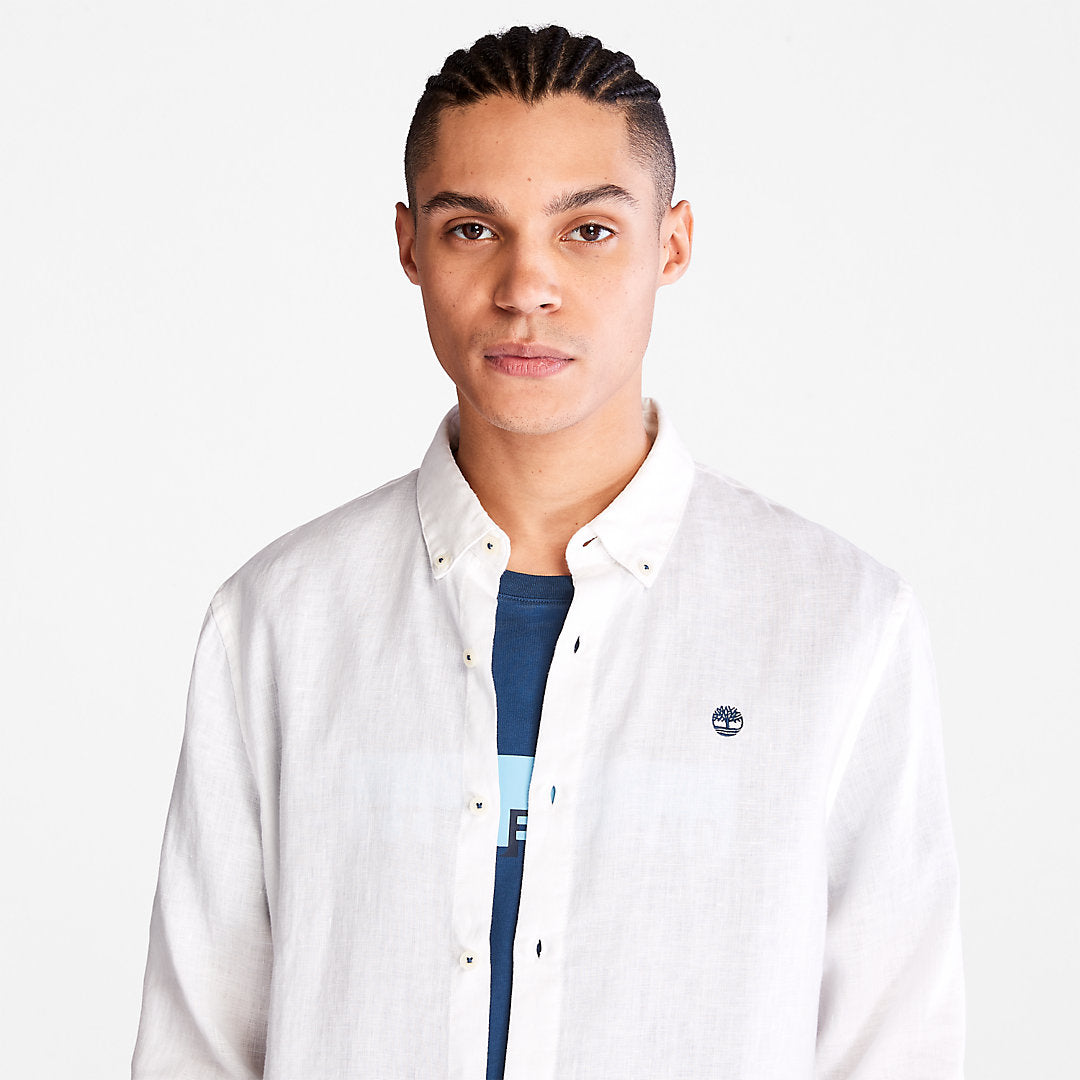 Mens Timberland Mill River LS Linen Shirt for Men in White