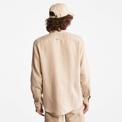 Mens Timberland Mill River Slim-Fit Linen Shirt for Men in Beige