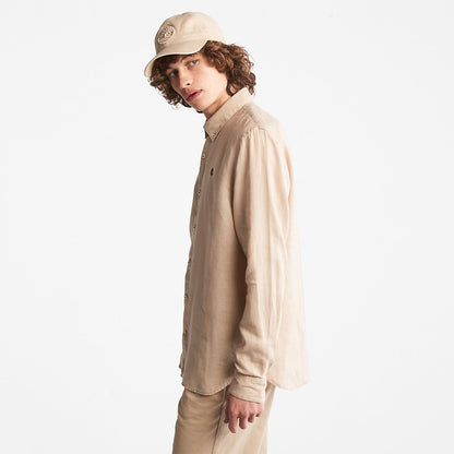 Mens Timberland Mill River Slim-Fit Linen Shirt for Men in Beige