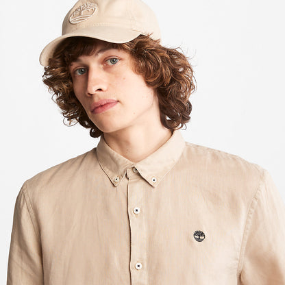 Mens Timberland Mill River Slim-Fit Linen Shirt for Men in Beige