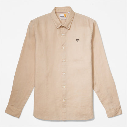 Mens Timberland Mill River Slim-Fit Linen Shirt for Men in Beige