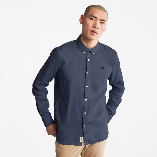 Mens Timberland Mill River LS Linen Shirt for Men in Navy