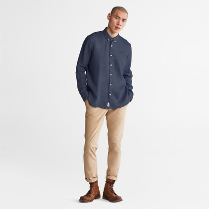 Mens Timberland Mill River LS Linen Shirt for Men in Navy