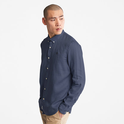 Mens Timberland Mill River LS Linen Shirt for Men in Navy