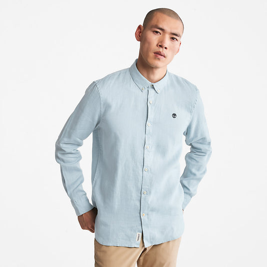 Mens Timberland Mill River LS Linen Shirt for Men in Light Blue