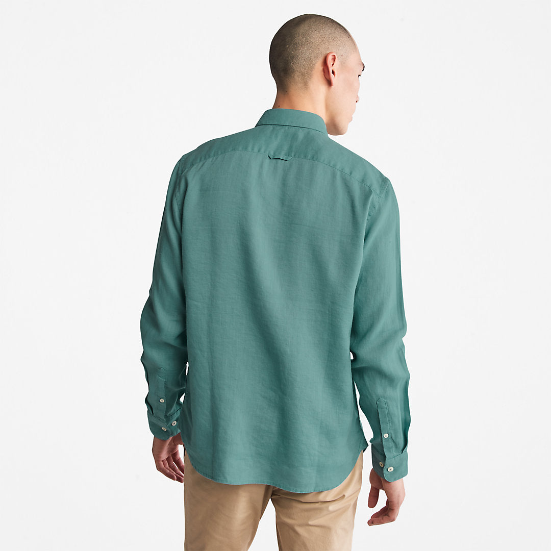 Mens Timberland Mill River Slim-Fit Linen Shirt for Men in Teal