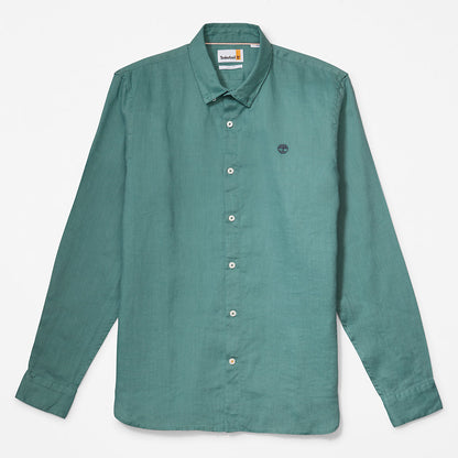 Mens Timberland Mill River Slim-Fit Linen Shirt for Men in Teal