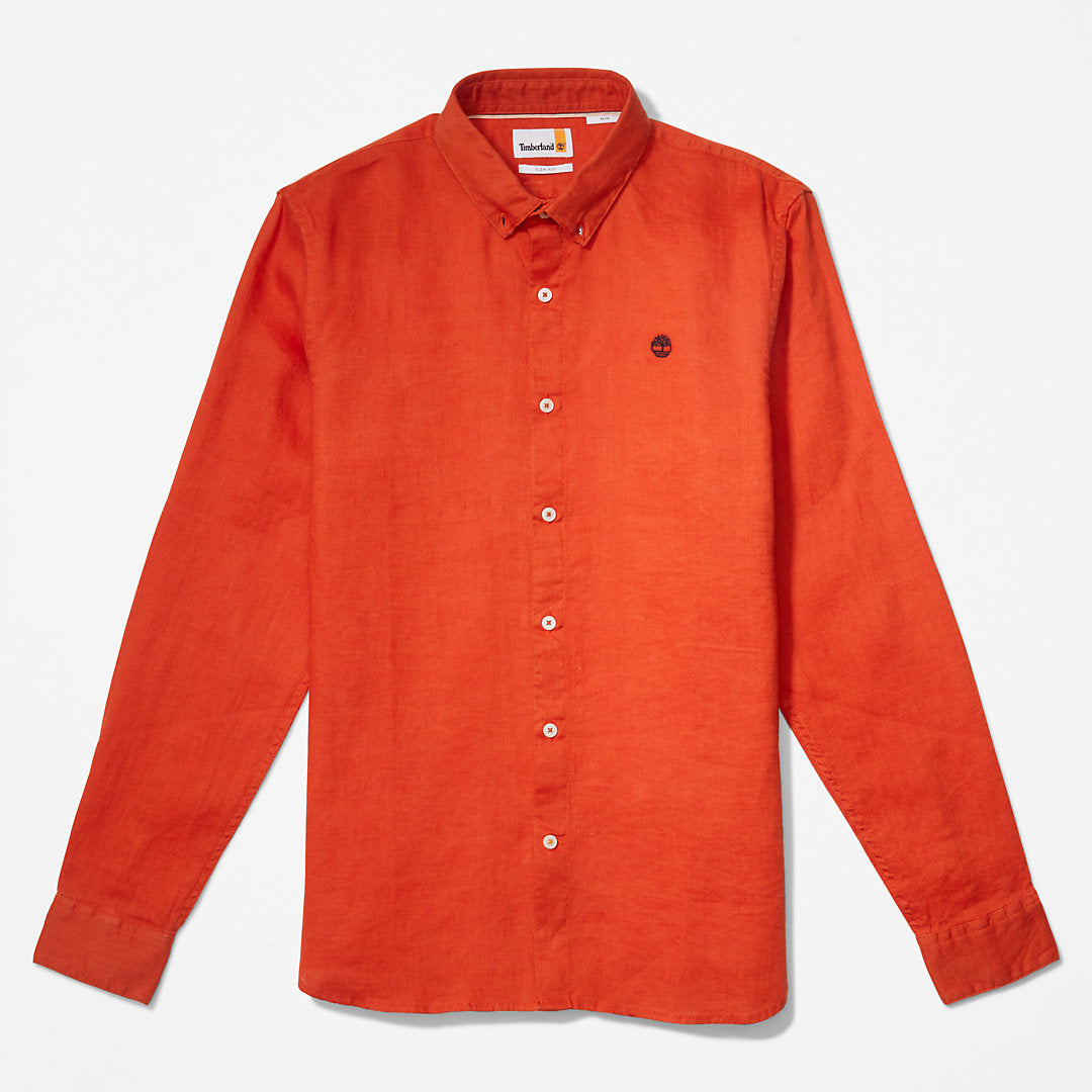 Mens Timberland Mill River Slim-Fit Linen Shirt for Men in Orange