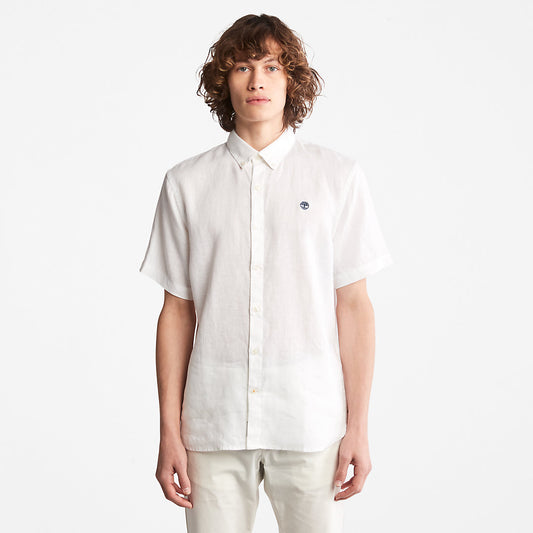 Mens Timberland Mill River Short-sleeve Linen Shirt for Men in White