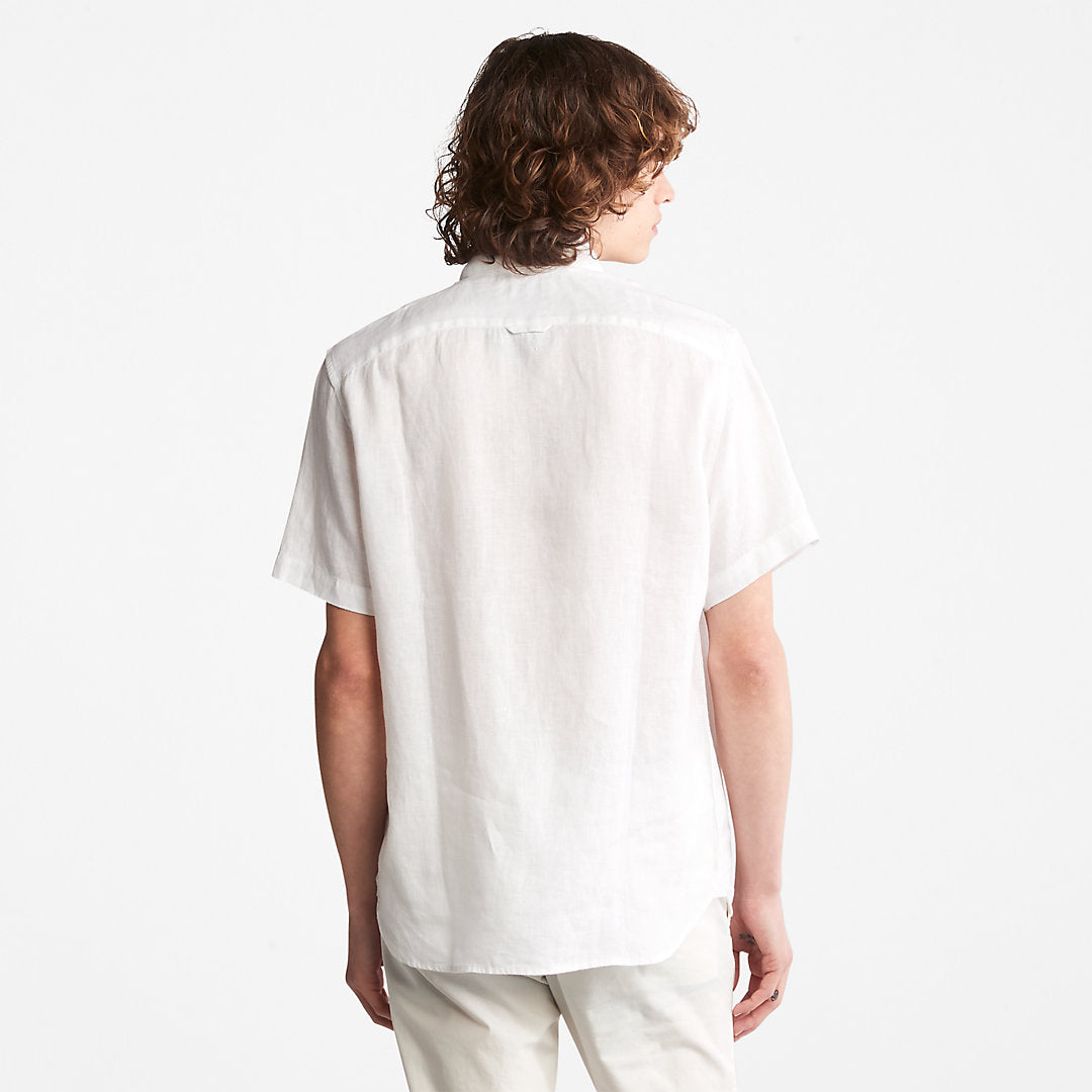 Mens Timberland Mill River Short-sleeve Linen Shirt for Men in White