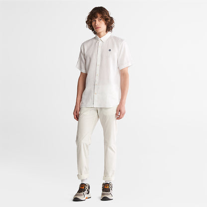 Mens Timberland Mill River Short-sleeve Linen Shirt for Men in White