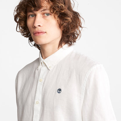 Mens Timberland Mill River Short-sleeve Linen Shirt for Men in White