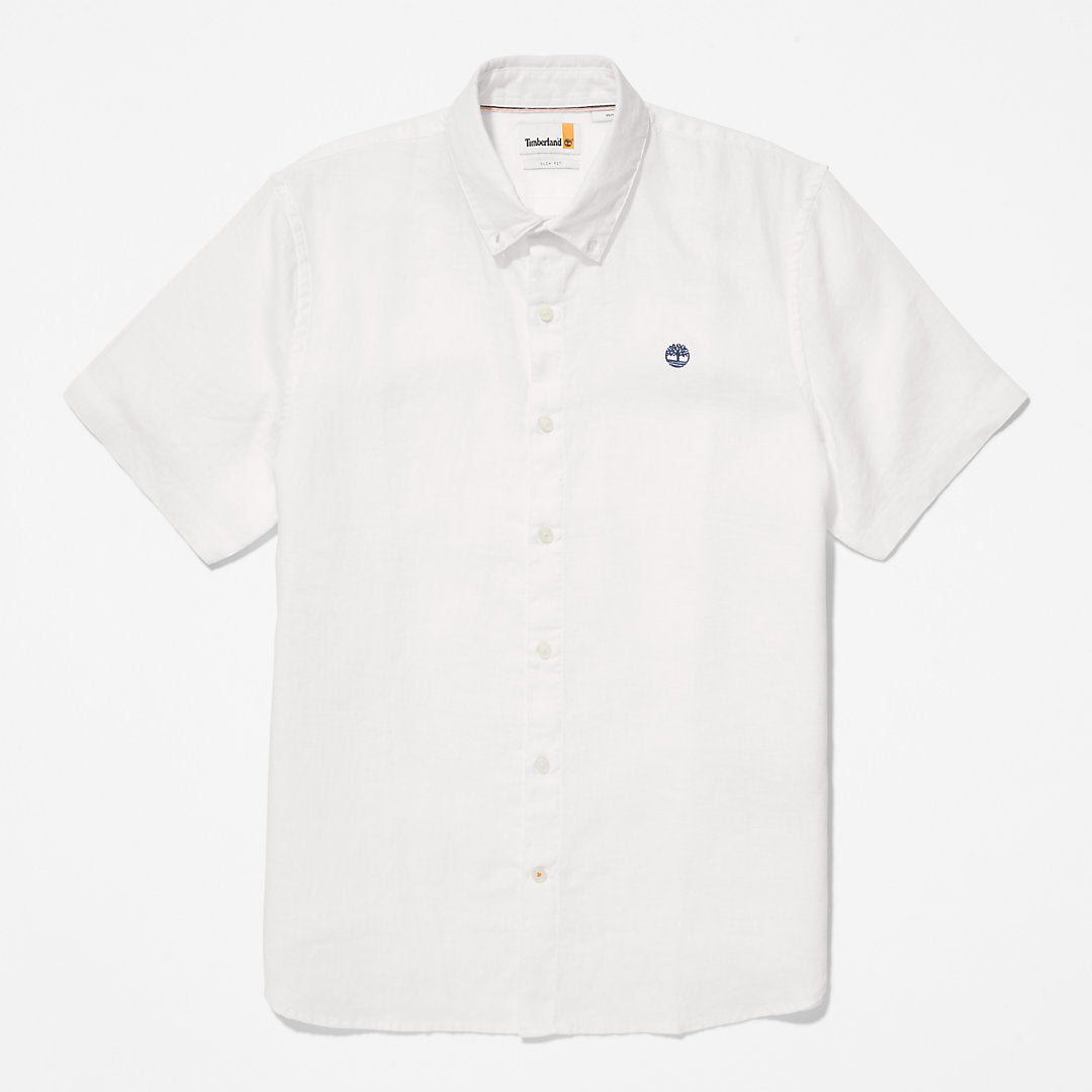 Mens Timberland Mill River Short-sleeve Linen Shirt for Men in White