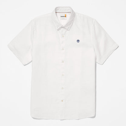 Mens Timberland Mill River Short-sleeve Linen Shirt for Men in White