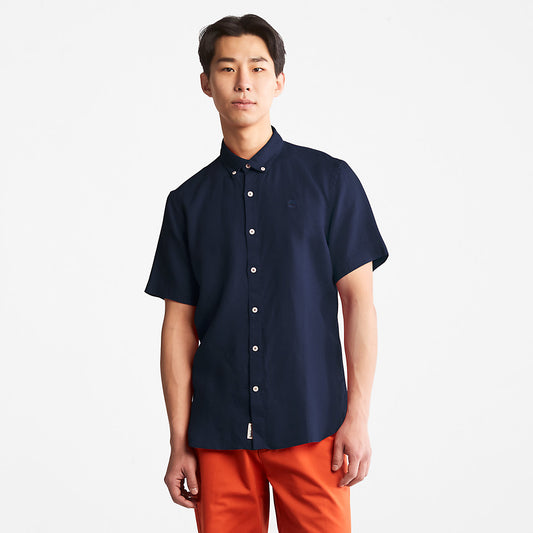 Mens Timberland Mill River Short-sleeve Linen Shirt for Men in Navy