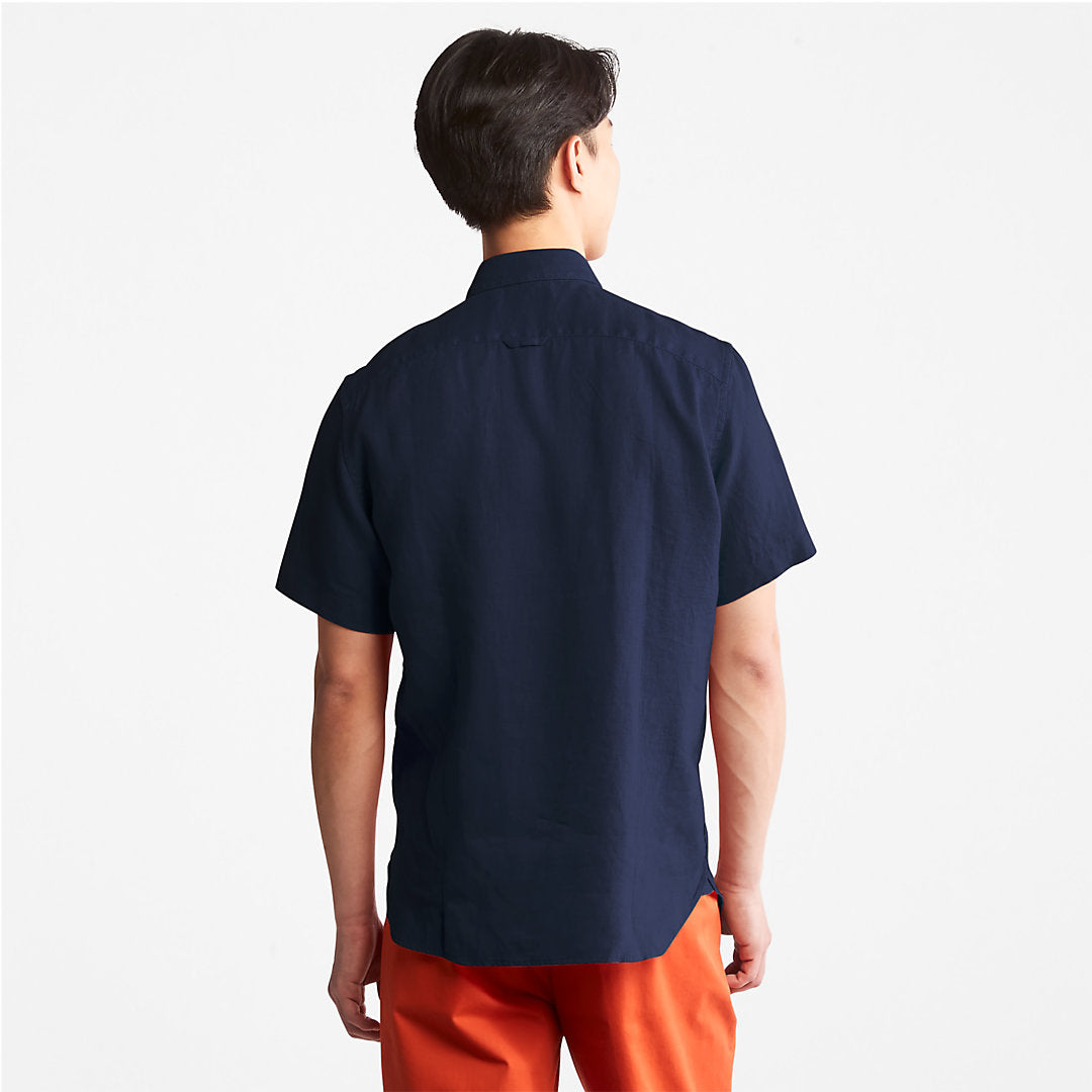 Mens Timberland Mill River Short-sleeve Linen Shirt for Men in Navy