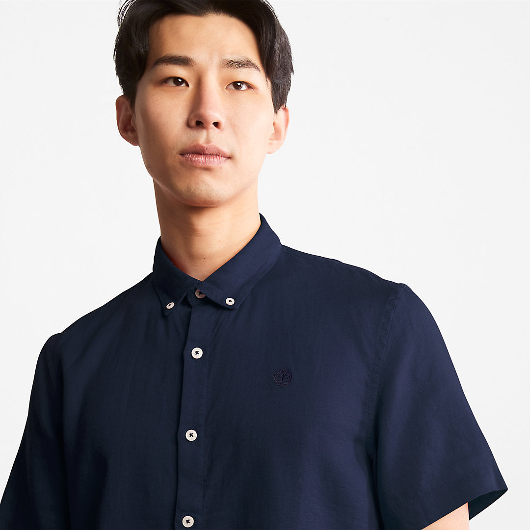 Mens Timberland Mill River Short-sleeve Linen Shirt for Men in Navy