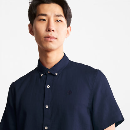 Mens Timberland Mill River Short-sleeve Linen Shirt for Men in Navy
