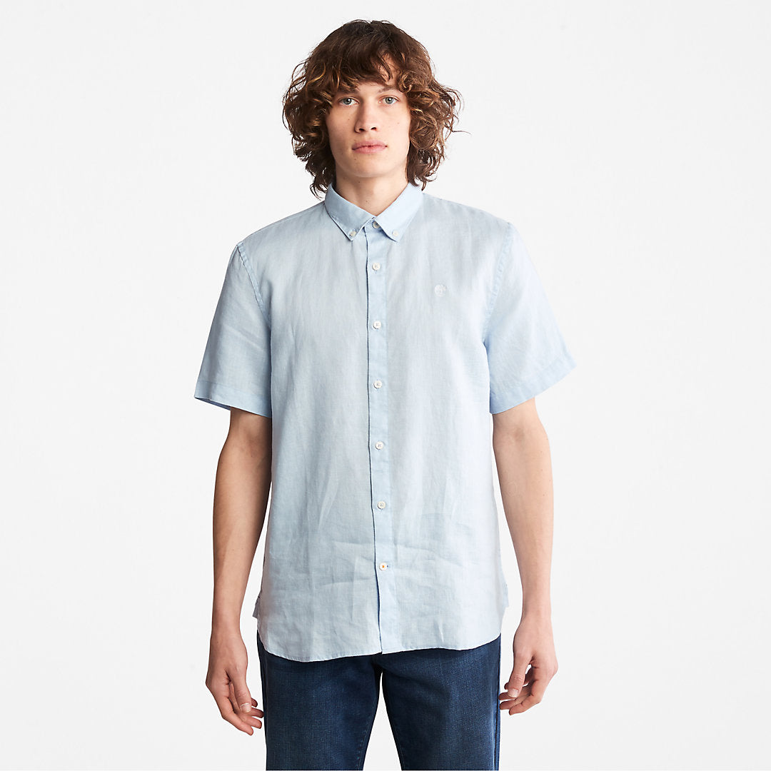 Mens Timberland Mill River Short-Sleeve Shirt for Men in Light Blue