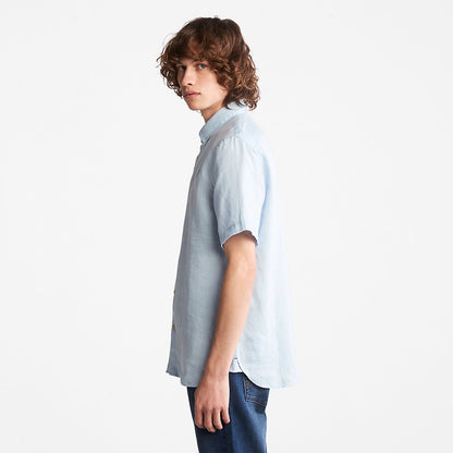 Mens Timberland Mill River Short-Sleeve Shirt for Men in Light Blue