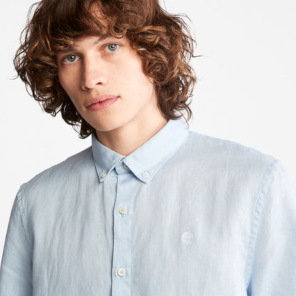Mens Timberland Mill River Short-Sleeve Shirt for Men in Light Blue