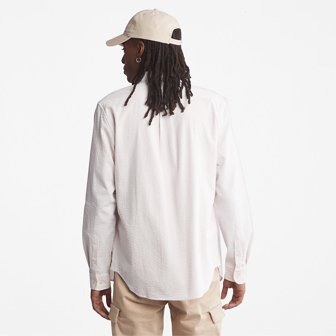 Mens Timberland Striped Seersucker Shirt for Men in Light Pink