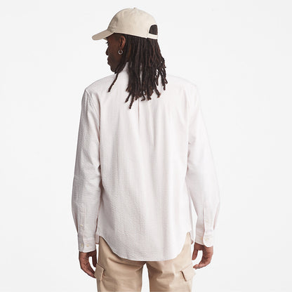 Mens Timberland Striped Seersucker Shirt for Men in Light Pink