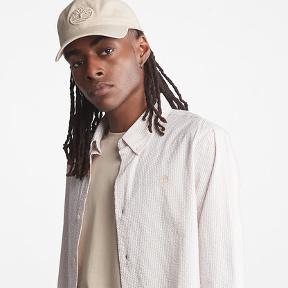 Mens Timberland Striped Seersucker Shirt for Men in Light Pink