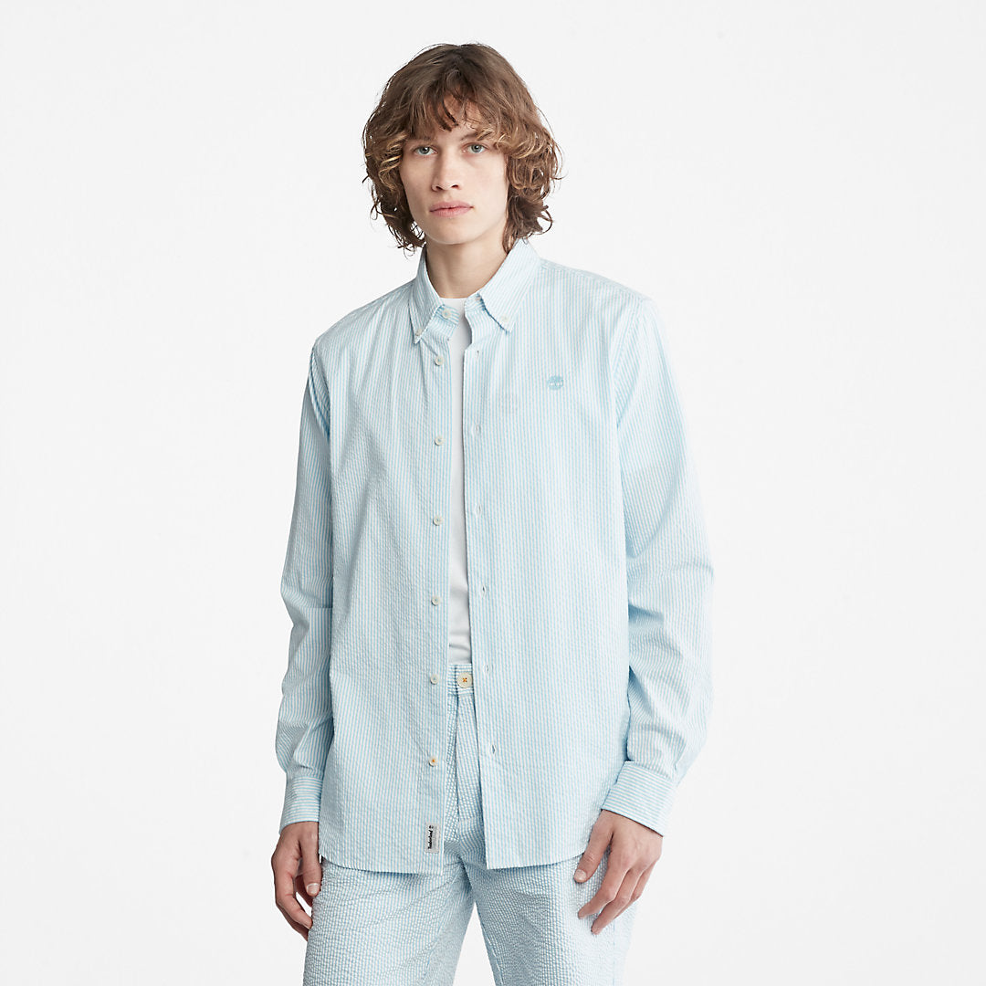 Mens Timberland Striped Seersucker Shirt for Men in Blue