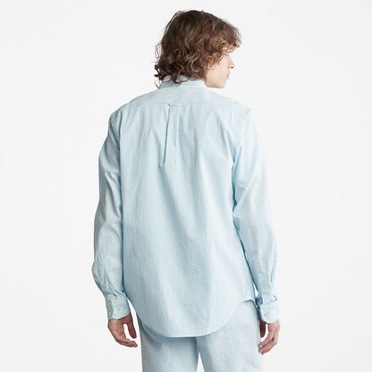Mens Timberland Striped Seersucker Shirt for Men in Blue
