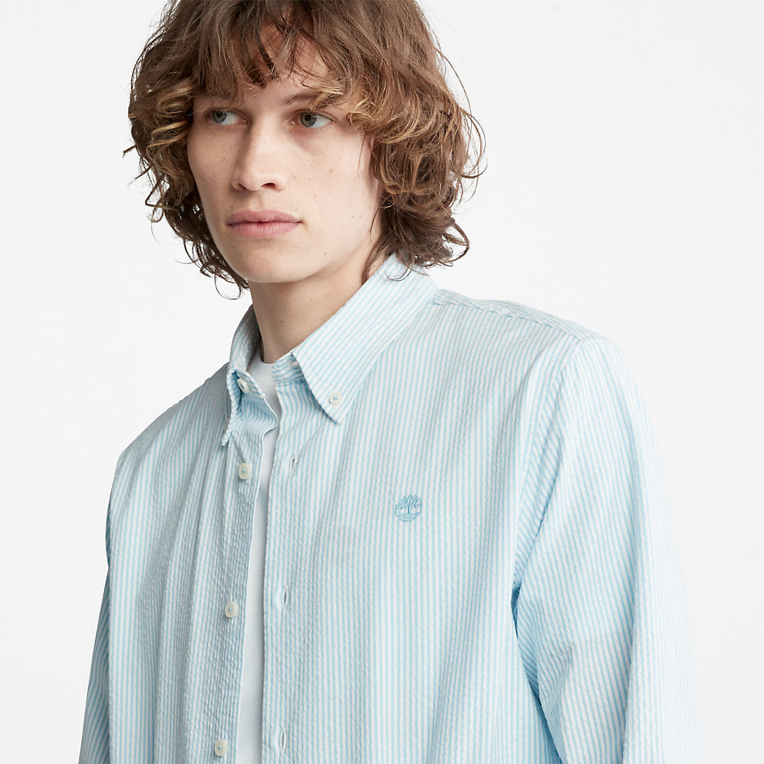Mens Timberland Striped Seersucker Shirt for Men in Blue