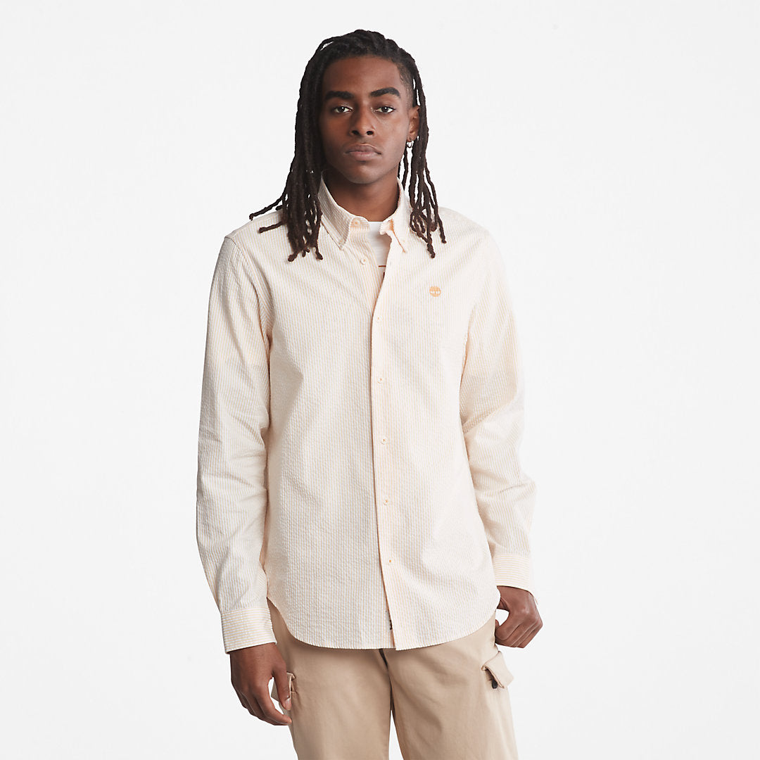 Mens Timberland Striped Seersucker Shirt for Men in Orange