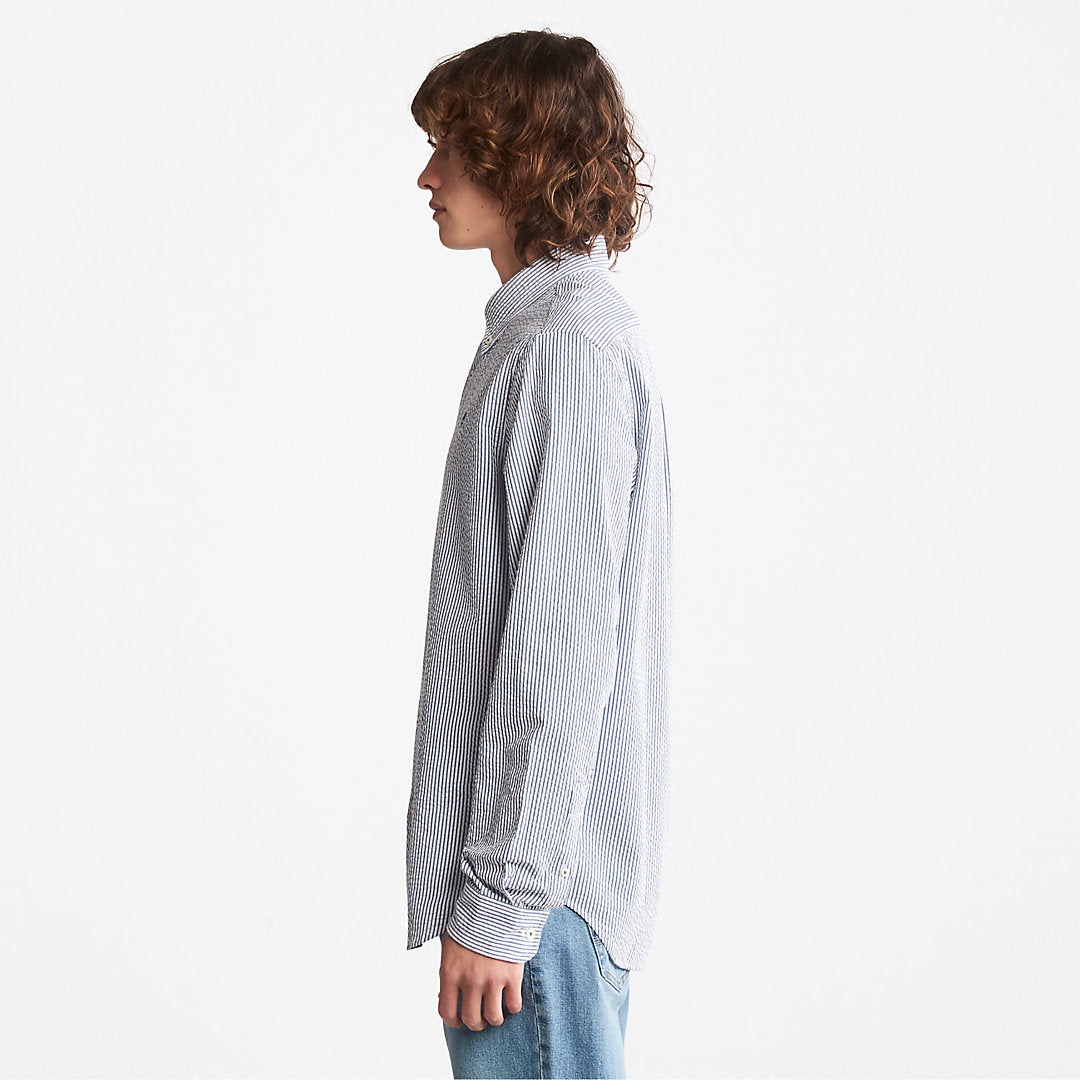 Mens Timberland Striped Seersucker Shirt for Men in Navy