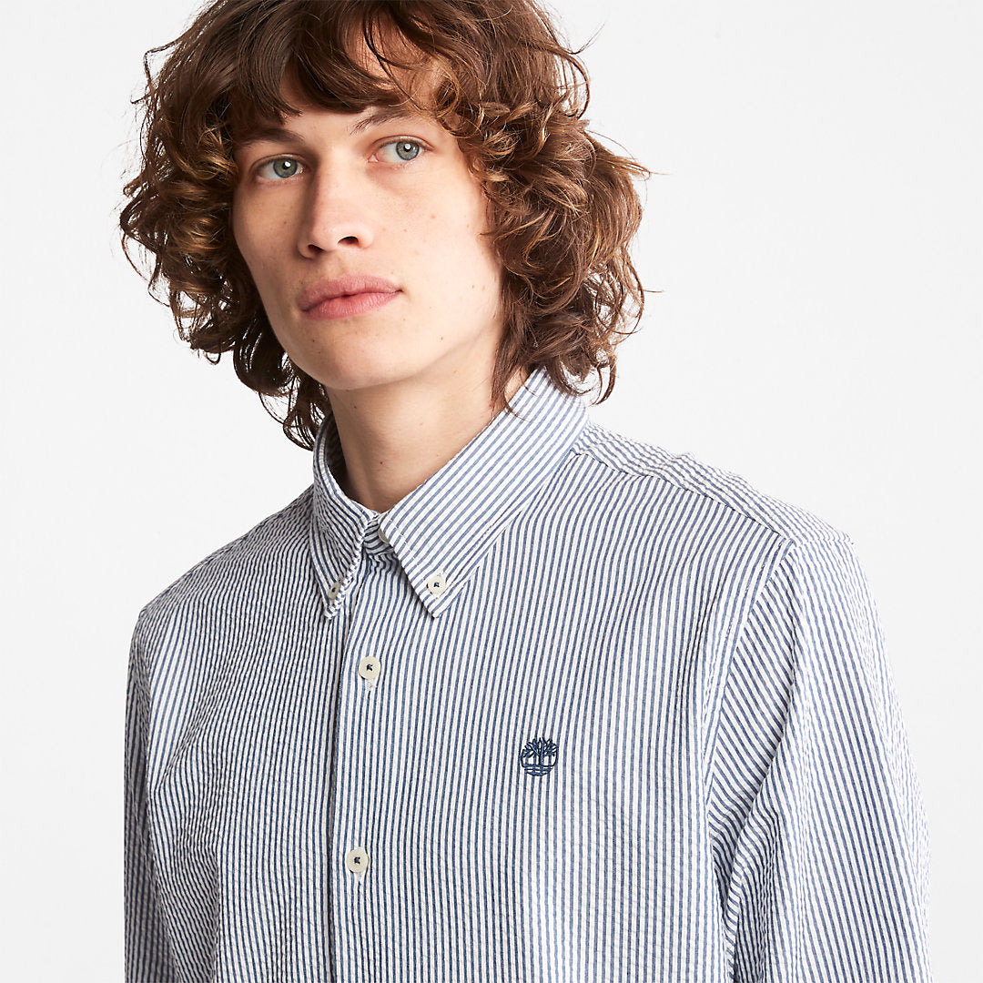 Mens Timberland Striped Seersucker Shirt for Men in Navy
