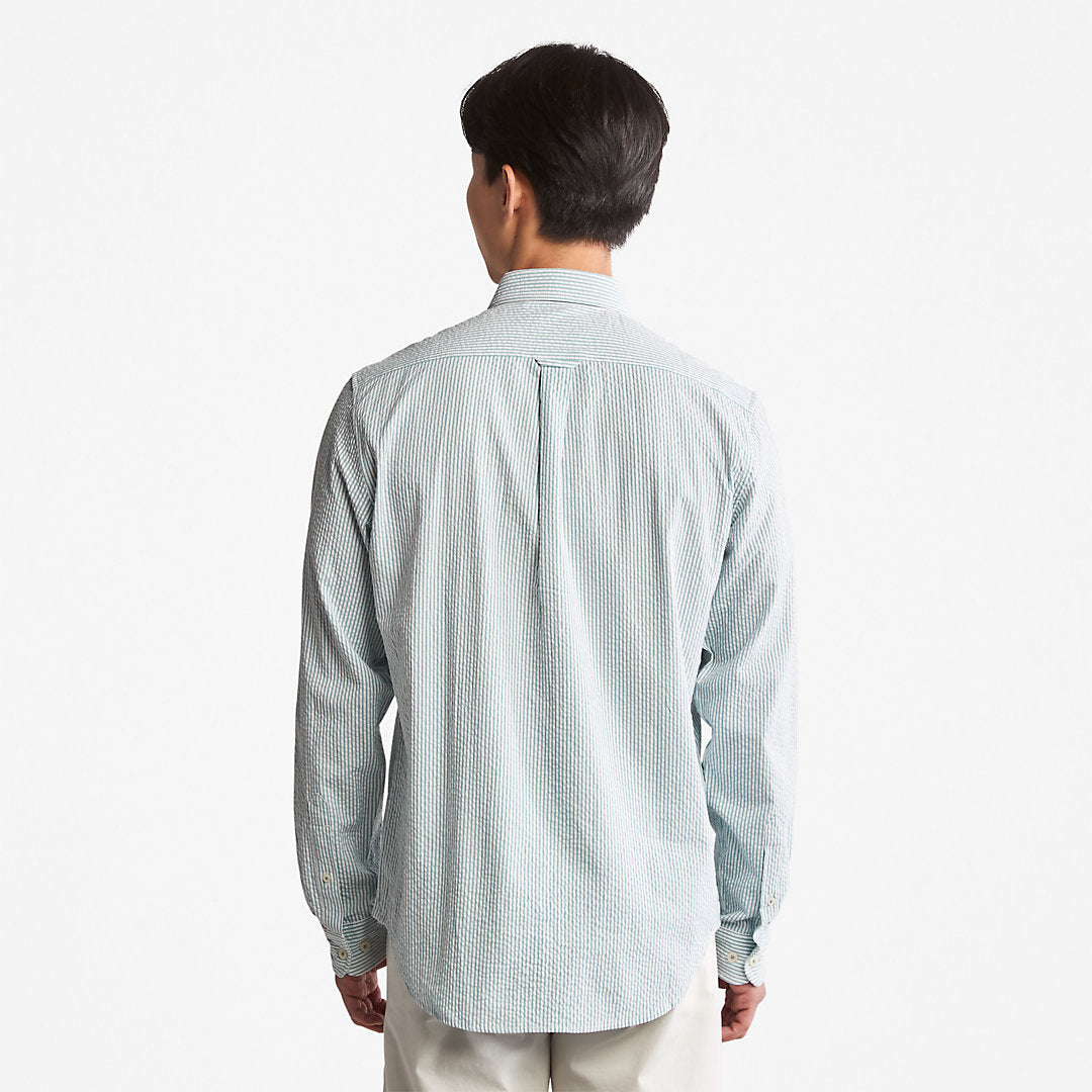 Mens Timberland Striped Seersucker Shirt for Men in Green