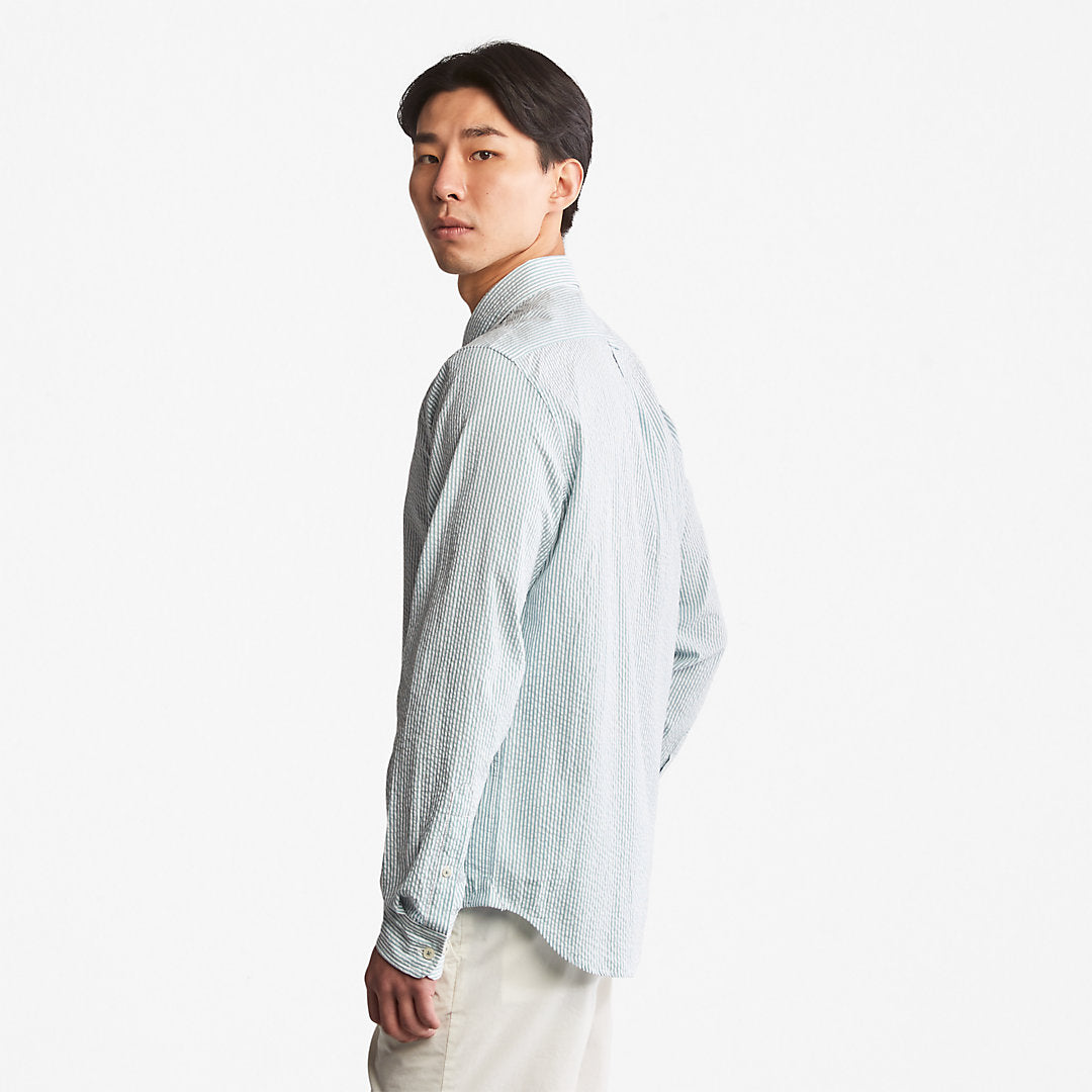 Mens Timberland Striped Seersucker Shirt for Men in Green