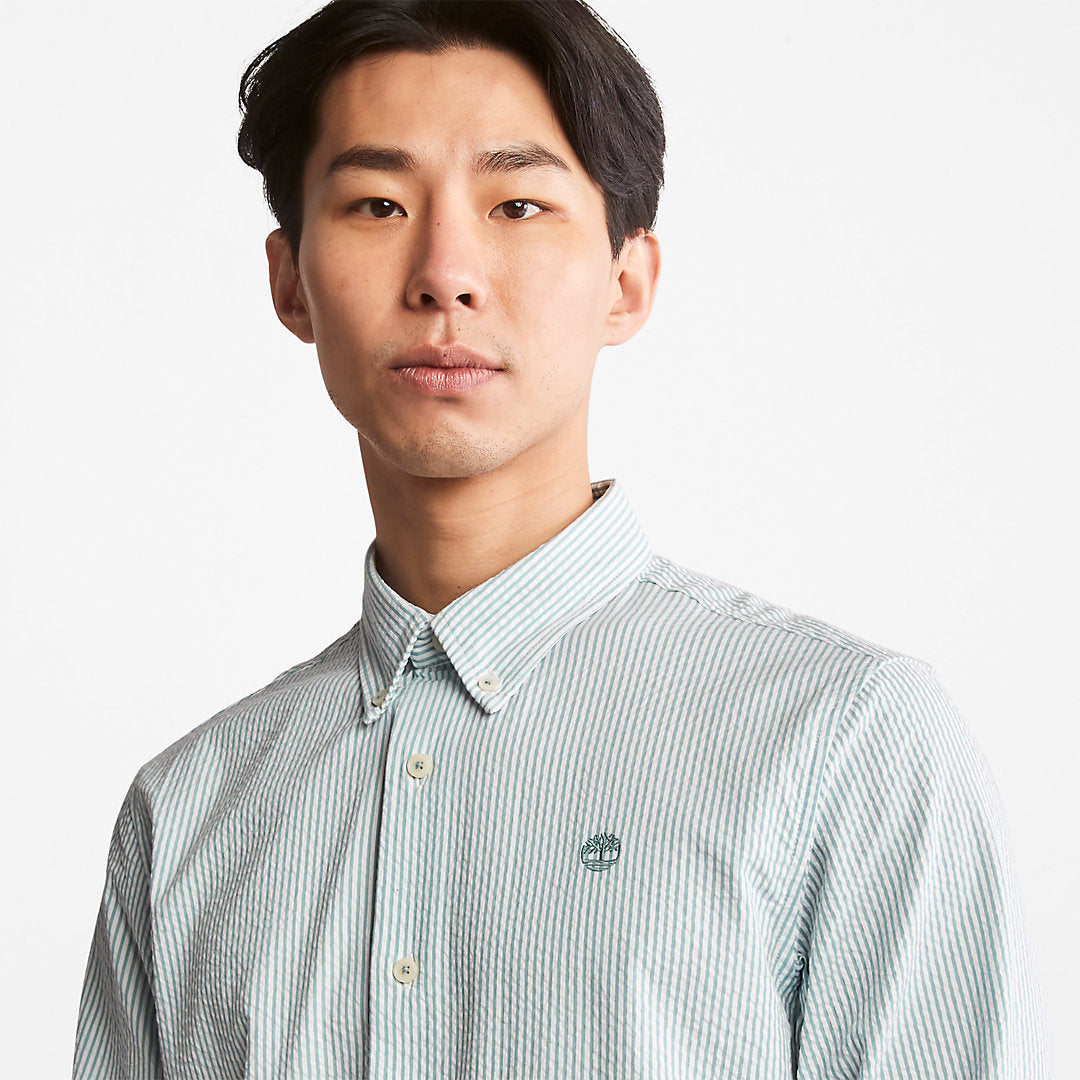 Mens Timberland Striped Seersucker Shirt for Men in Green