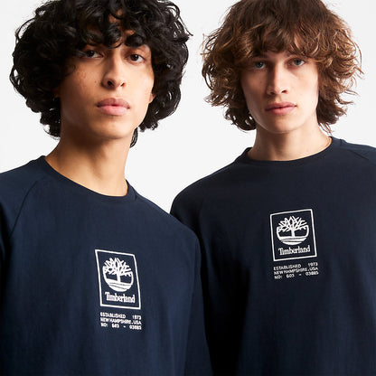 Mens Timberland Stacked Logo T-shirt for All Gender in Navy