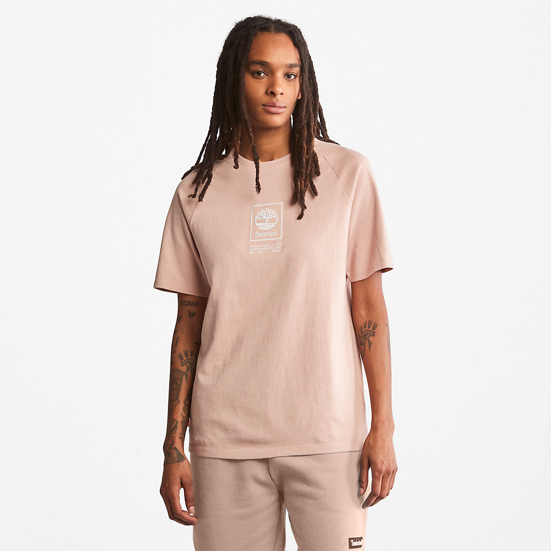 Mens Timberland Stacked Logo T-shirt for All Gender in Light Pink