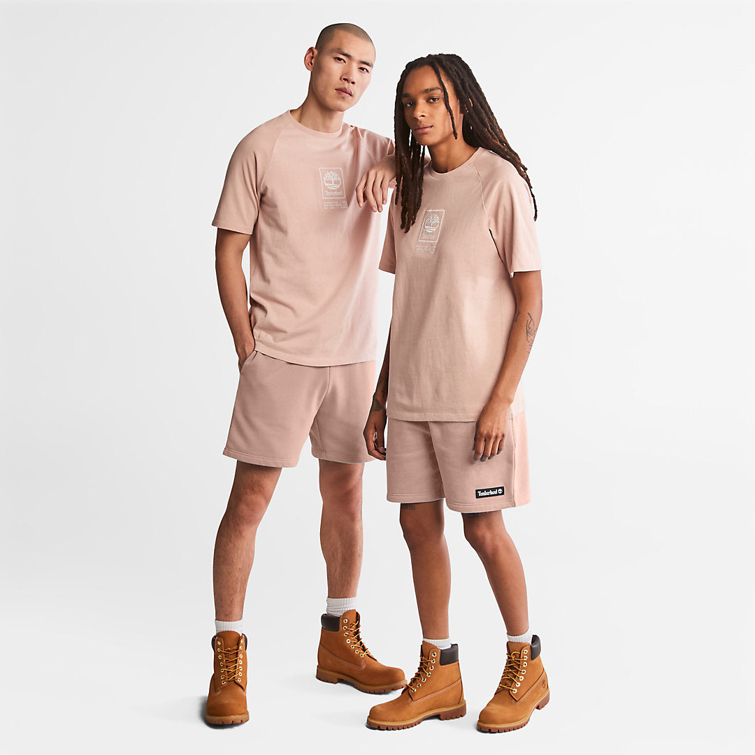 Mens Timberland Stacked Logo T-shirt for All Gender in Light Pink