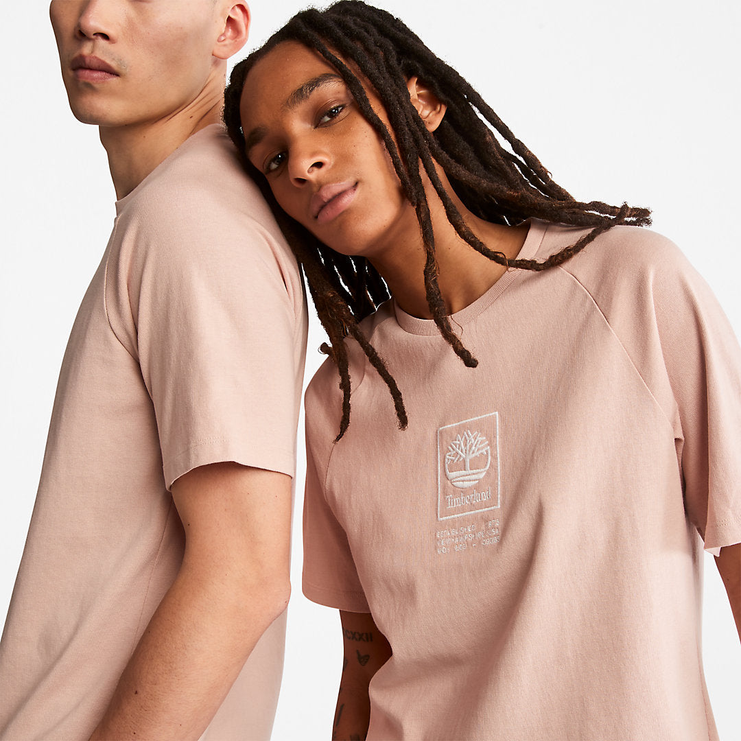 Mens Timberland Stacked Logo T-shirt for All Gender in Light Pink
