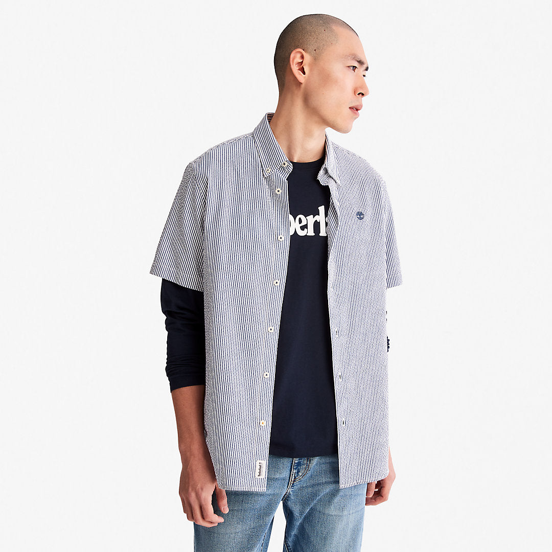 Mens Timberland SS Seersucker Shirt for Men in Blue