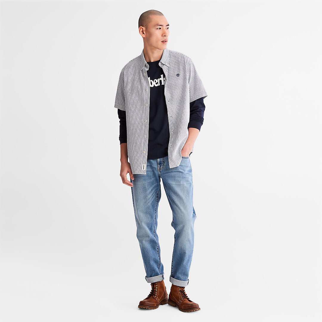 Mens Timberland SS Seersucker Shirt for Men in Blue