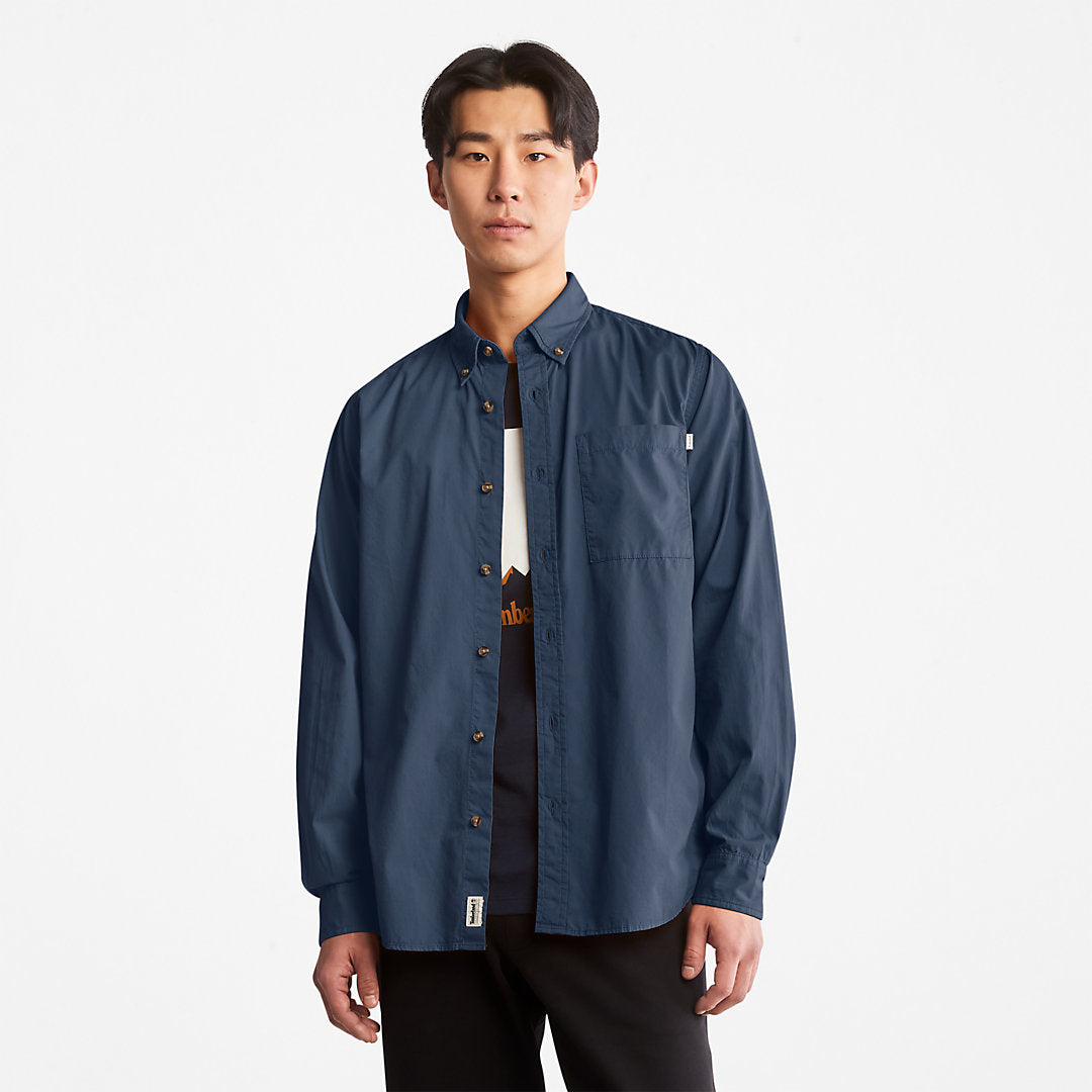 Mens Timberland Outdoor Heritage Washed Poplin Shirt for Men in Blue