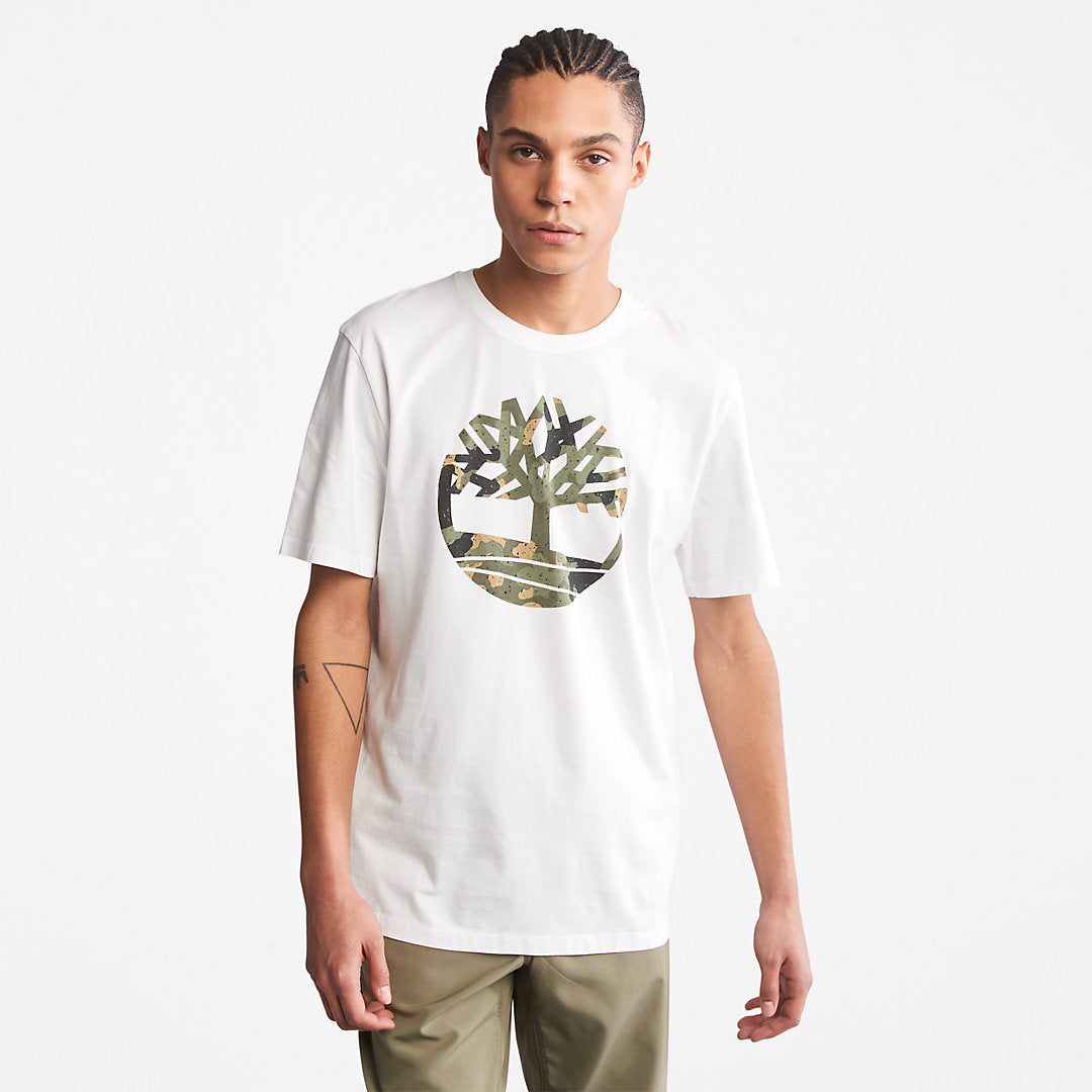 Mens Timberland Camo-Logo T-Shirt for Men in White