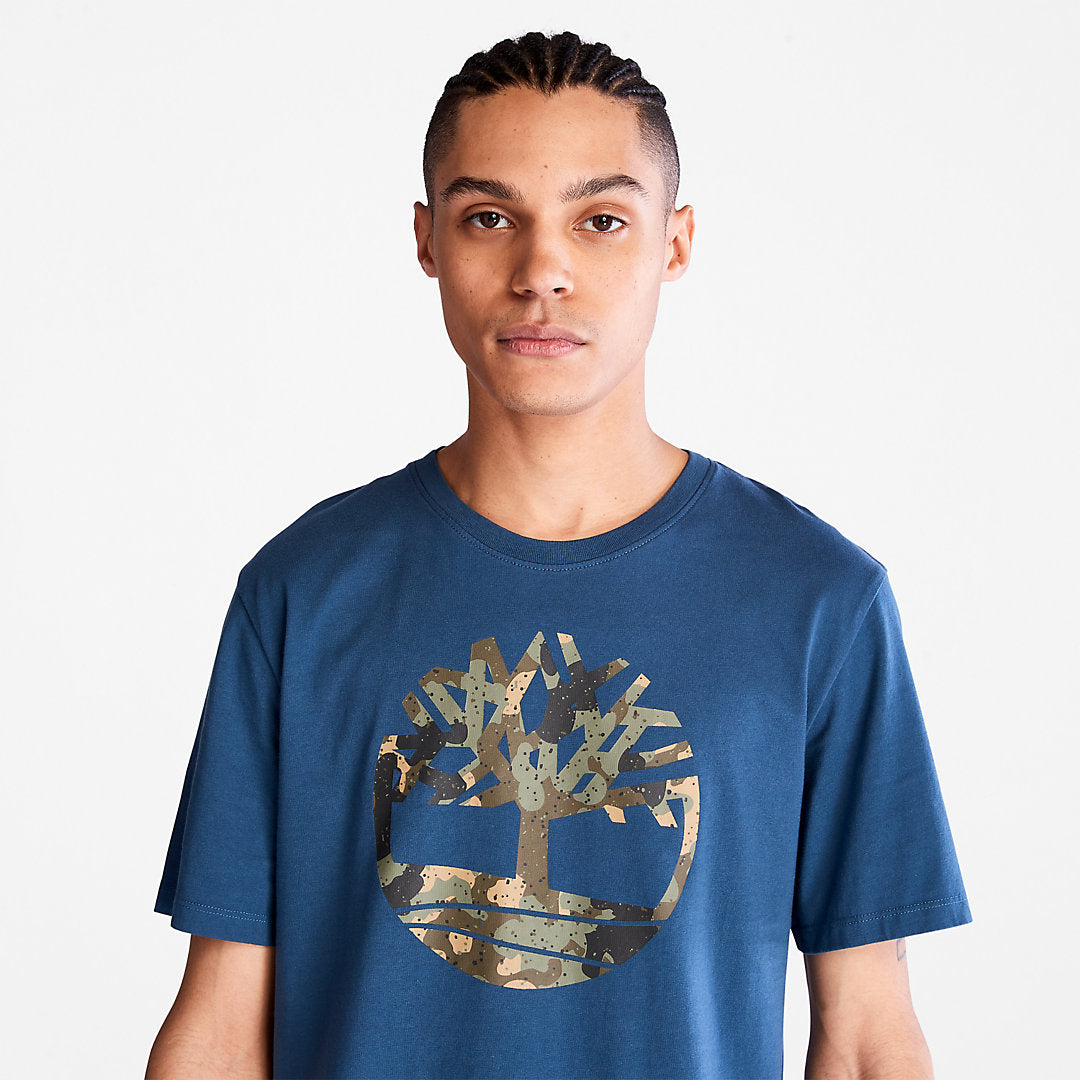 Mens Timberland Camo-Logo T-Shirt for Men in Blue